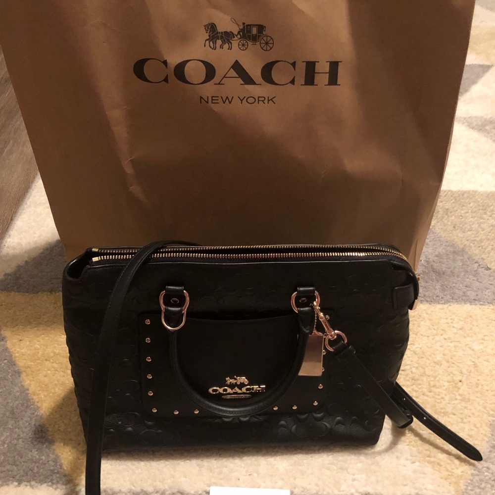 Coach Emma Black Satchel Shoulder Bag